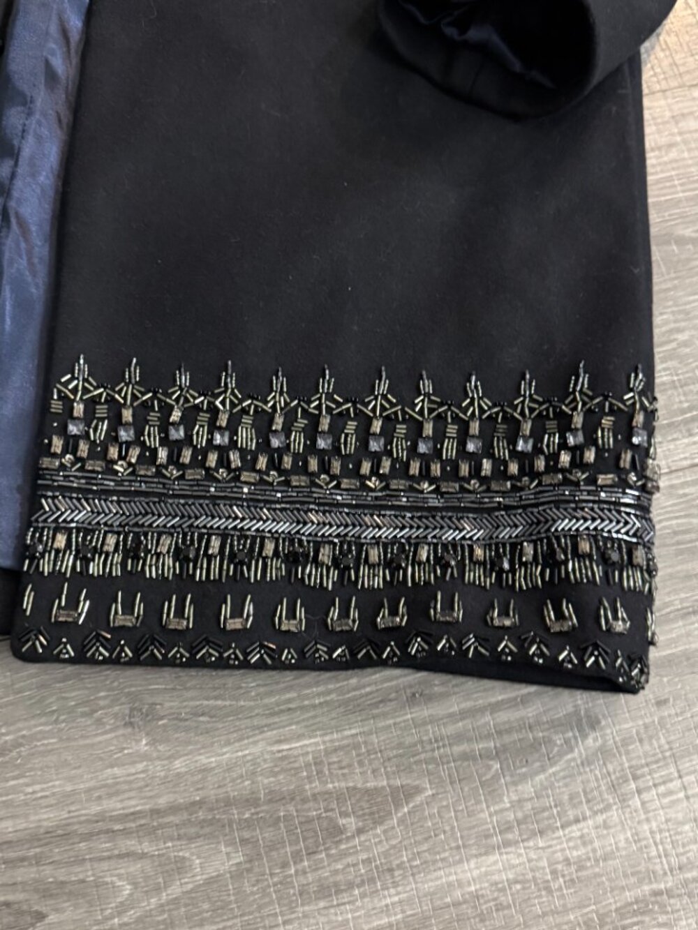 J. Crew Collection Embellished Italian Wool Dark Blue Cocoon Coat Size 10 - Picture 2 of 7